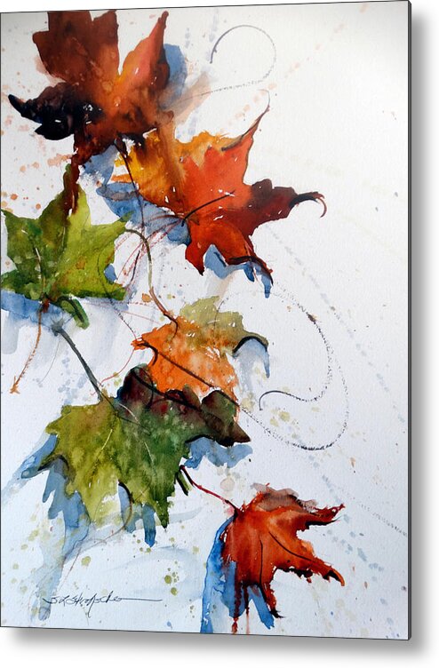 Leaves Metal Print featuring the painting Falling Down  by Sandra Strohschein