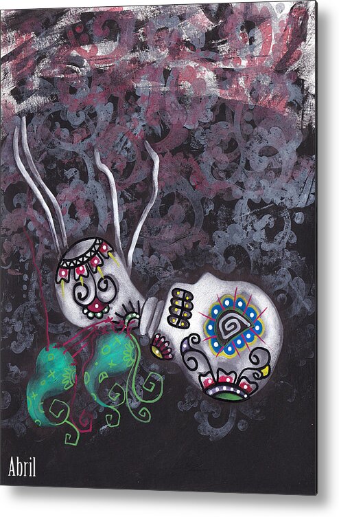 Day Of The Dead Metal Print featuring the painting Falling from grace by Abril Andrade