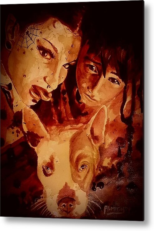 Aubeytu Abellona Metal Print featuring the painting FAMILY PORTRAIT fresh blood by Ryan Almighty
