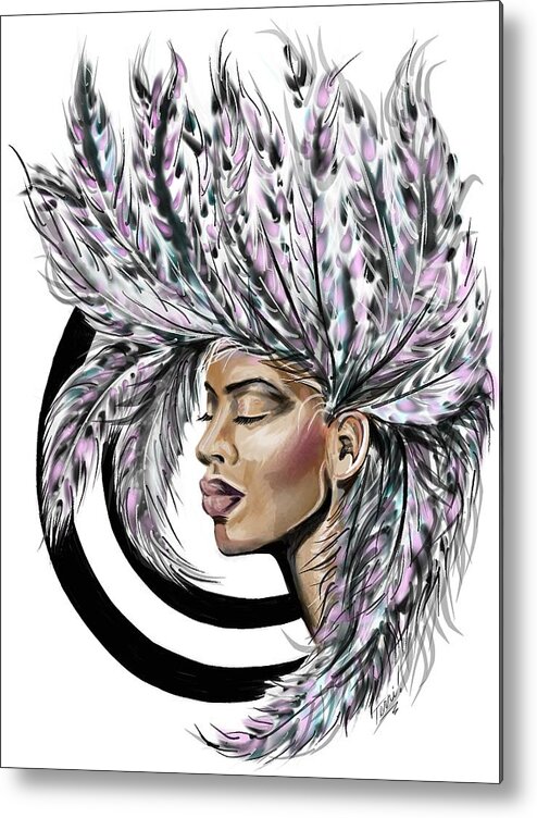 Feathers Metal Print featuring the drawing Feathered Dream by Terri Meredith