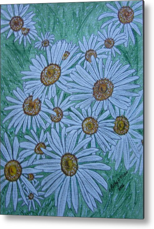  Field Metal Print featuring the painting Field Of Wild Daisies by Kathy Marrs Chandler