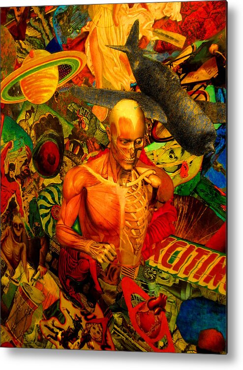  Metal Print featuring the painting Figure With Plane by Steve Fields