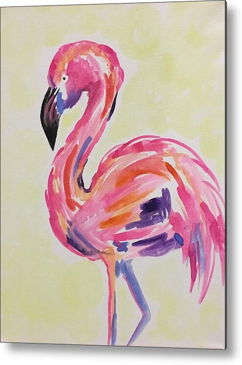 Flamingo Metal Print featuring the painting Flamingo by Noel Marie