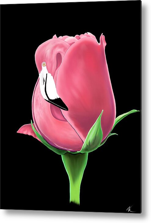 Rose Metal Print featuring the digital art Flamingo Rose by Norman Klein