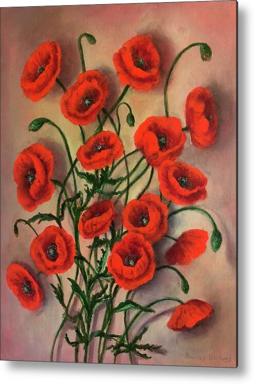 Poppies Metal Print featuring the painting Flander Poppies by Rand Burns