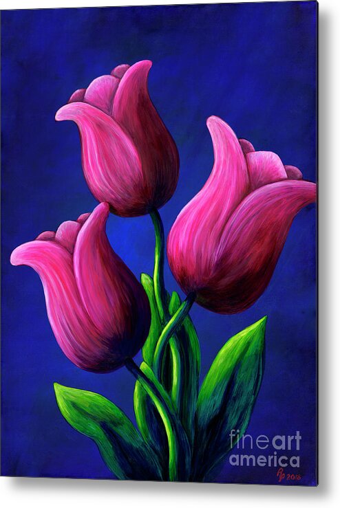 Rebecca Metal Print featuring the painting Floating Tulips by Rebecca Parker