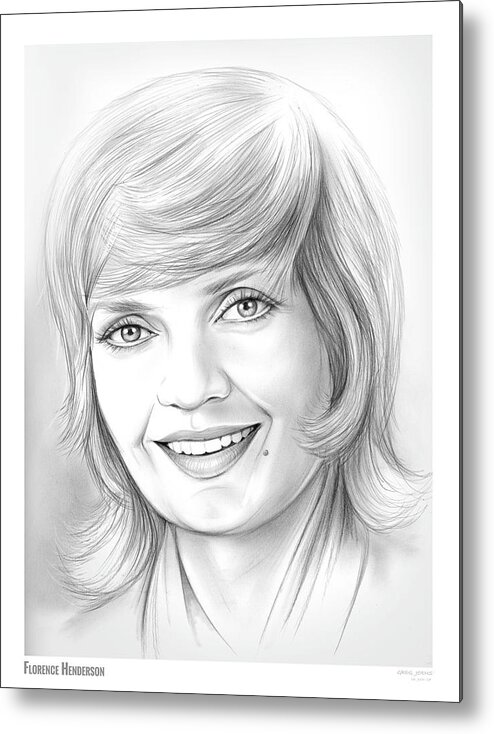 Florence Henderson Metal Print featuring the drawing Florence Henderson by Greg Joens