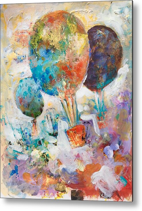 Balloons Metal Print featuring the painting Fly Away to Creativity by Caroline Patrick