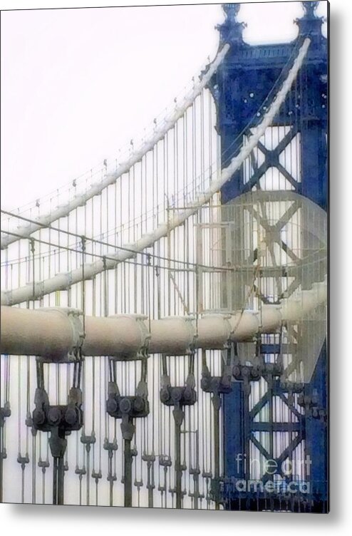 Double-decked Suspension Bridge Metal Print featuring the photograph Foggy Day by Jody Frankel 