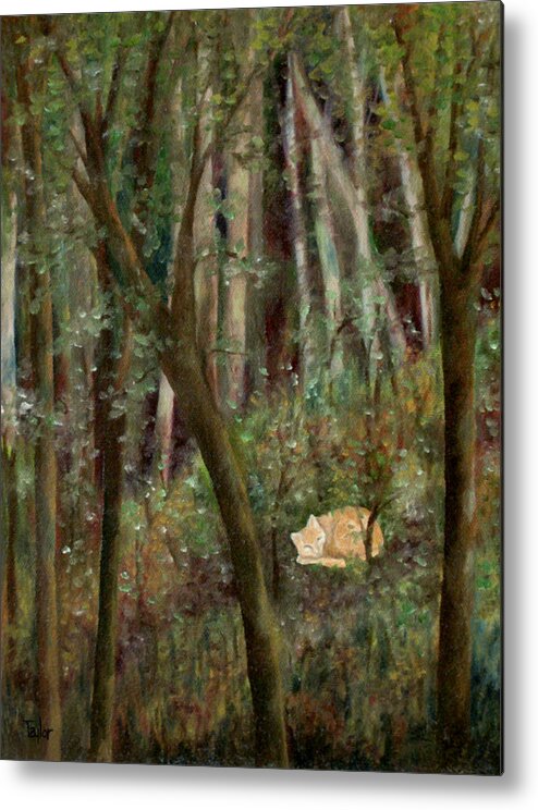Cat Metal Print featuring the painting Forest Cat by FT McKinstry