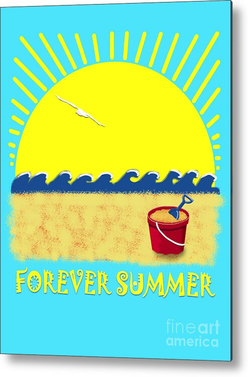 Beach Metal Print featuring the digital art Forever Summer 8 by Linda Lees