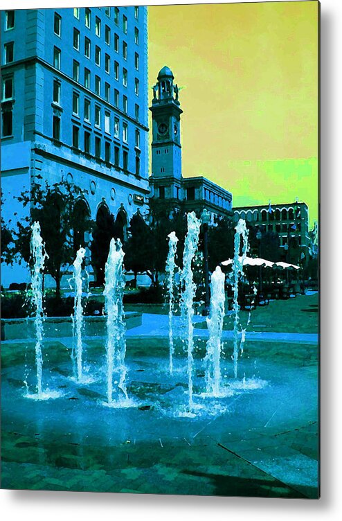 Fountain Metal Print featuring the photograph Fountains in Blue by Carolyn Jacob