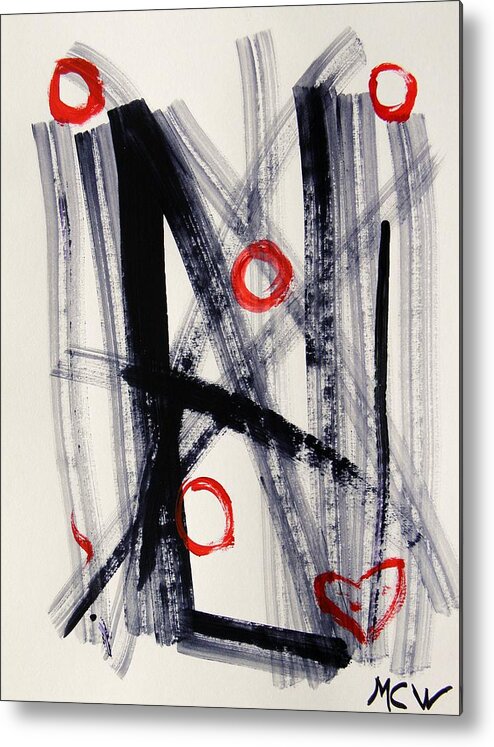 Abstract Metal Print featuring the painting Four Hugs by Mary Carol Williams