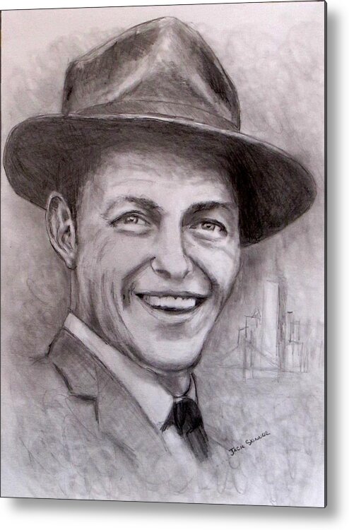 Frank Sinatra Metal Print featuring the drawing Frank by Jack Skinner