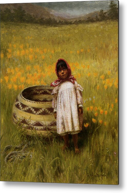 Frannys Girl Grace Metal Print featuring the painting Frannys Girl Grace by MotionAge Designs