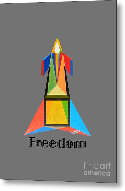 Painting Metal Print featuring the painting Freedom text by Michael Bellon