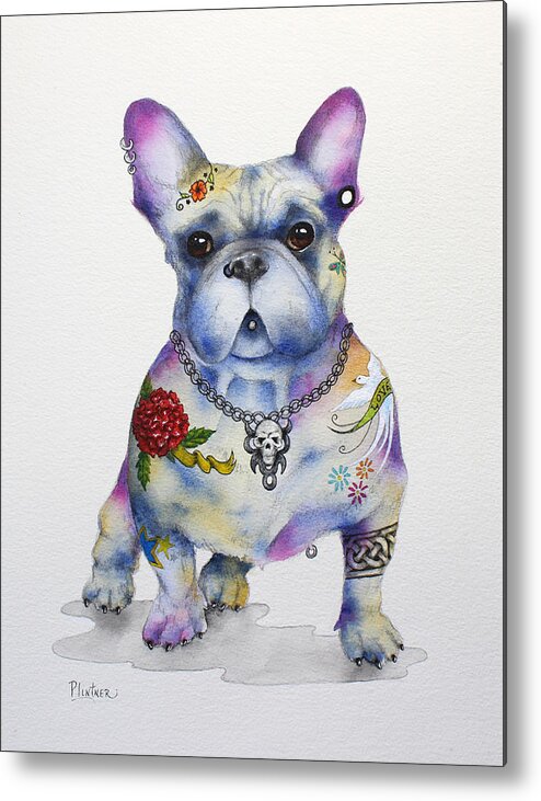 French Bulldog Art Metal Print featuring the painting French Bulldog Ozzie by Patricia Lintner