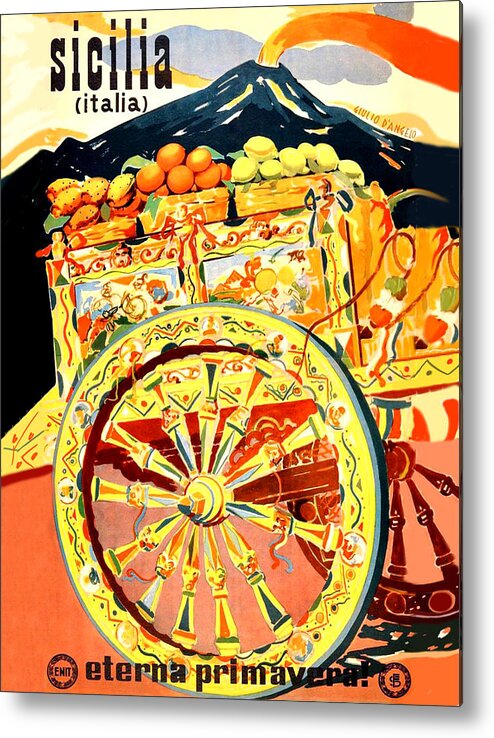 Sicily Metal Print featuring the painting Fruit carriage from Sicily by Long Shot
