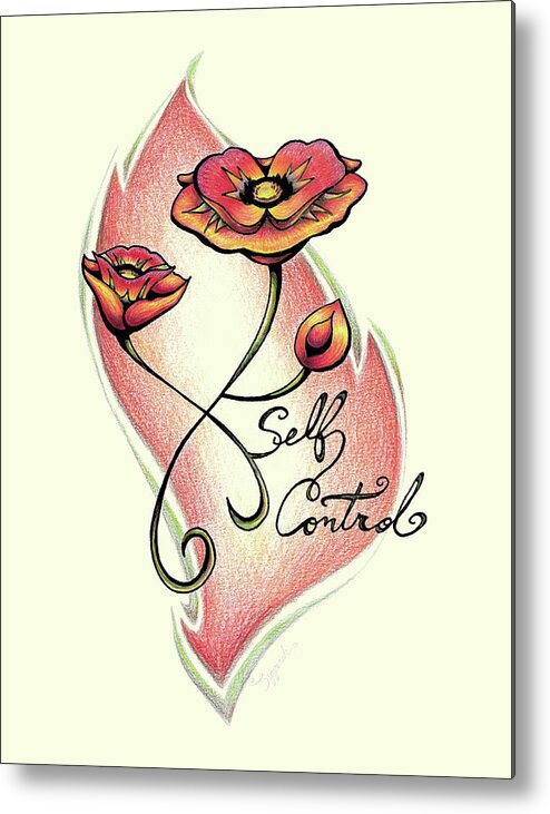 Poppy Metal Print featuring the drawing Inspirational Flower POPPY by Sipporah Art and Illustration