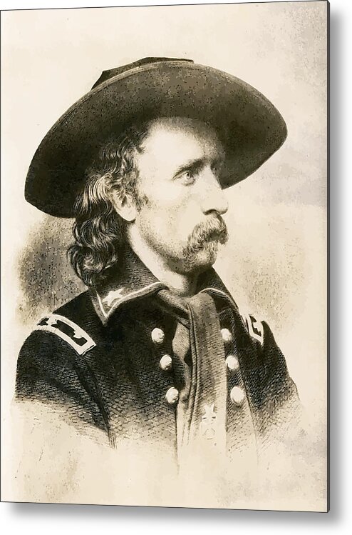 Custer Metal Print featuring the painting George Armstrong Custer by War Is Hell Store