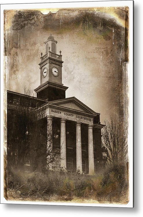 Vintage Metal Print featuring the photograph Glasgow KY Courthouse by Amber Flowers