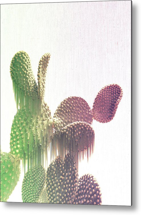Glitch Metal Print featuring the mixed media Glitch Cactus by Emanuela Carratoni