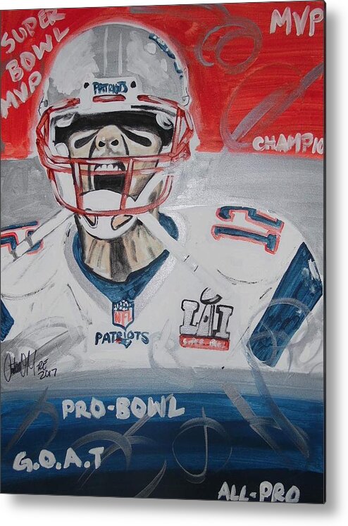 Tom Brady Metal Print featuring the painting Goat Brady by Antonio Moore