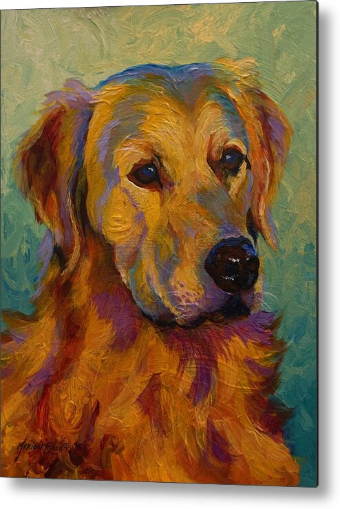 Golden Metal Print featuring the painting Golden Retriever by Marion Rose