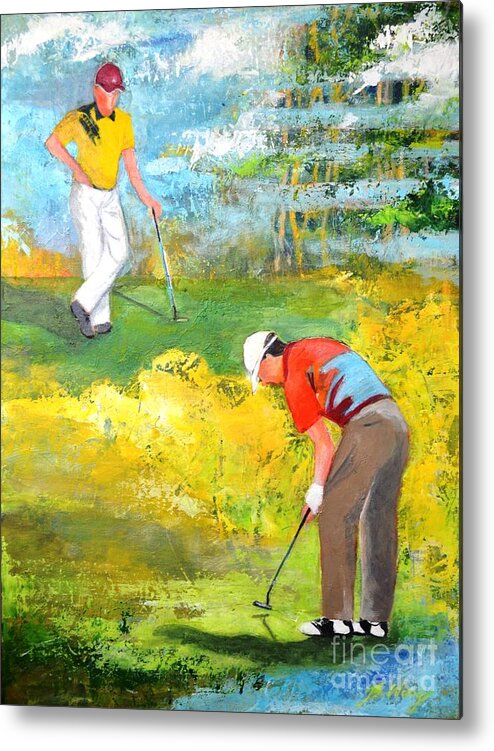 Golf Metal Print featuring the painting Golf buddies #2 by Betty M M Wong
