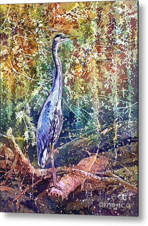 Heron Metal Print featuring the painting Great Blue Heron by Hailey E Herrera