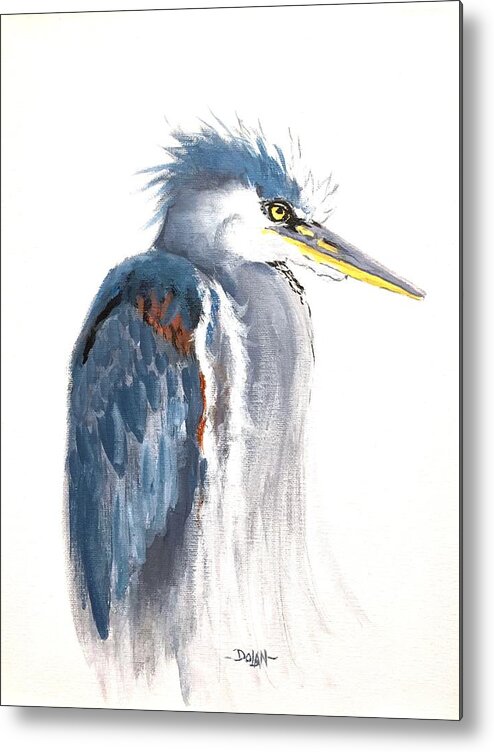 Bird Portrait Metal Print featuring the painting Great Blue Heron by Pat Dolan