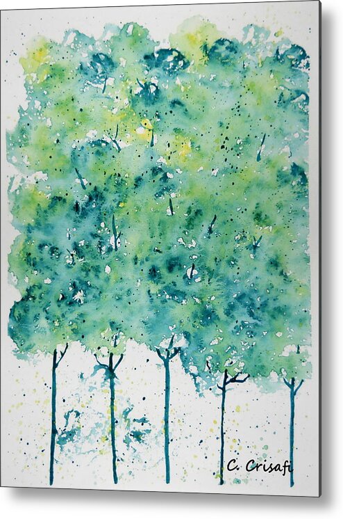Tree Metal Print featuring the painting Green Watercolor Trees by Carol Crisafi