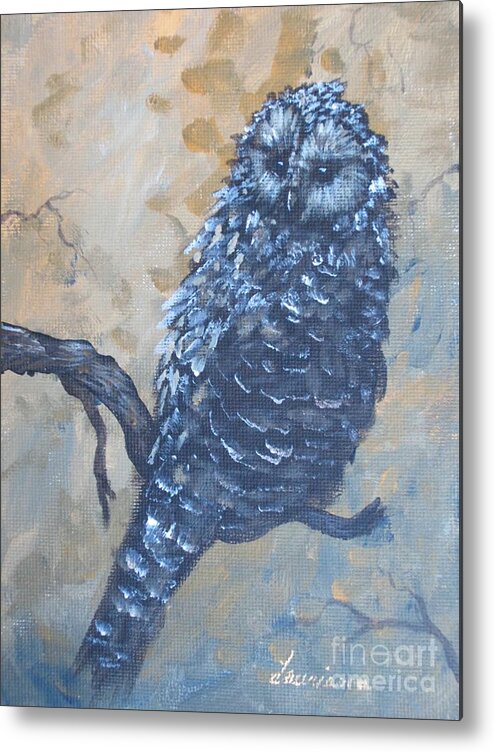 Owl Metal Print featuring the painting Grey Owl1 by Laurianna Taylor