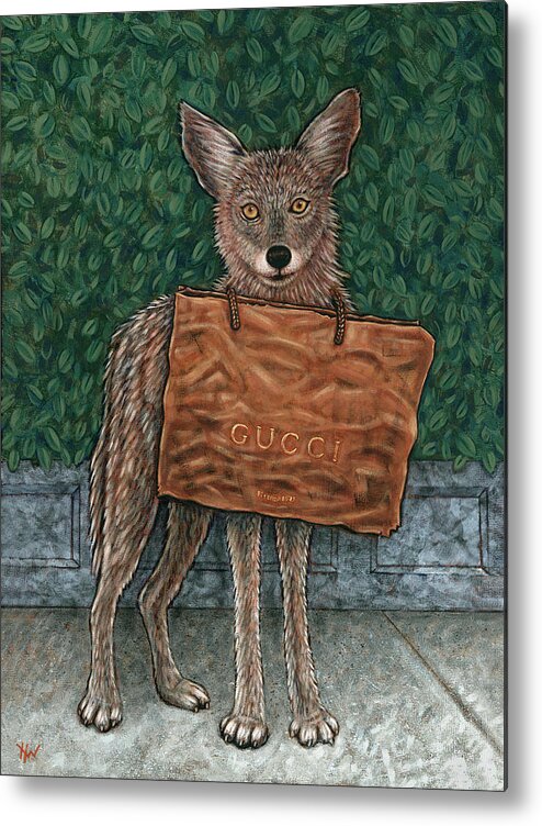 Coyote Metal Print featuring the painting Gucci Coyote by Holly Wood