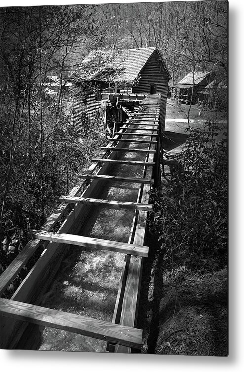 Kelly Hazel Metal Print featuring the photograph Hagood Gristmill Waterwheel at Hagood Mill by Kelly Hazel