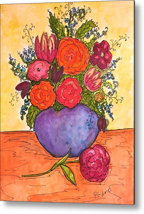 Original Copy Metal Print featuring the painting Happy Flowers by Rae Chichilnitsky