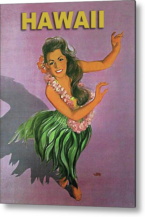 Hawaii Metal Print featuring the painting Hawaii, dancing hula woman by Long Shot