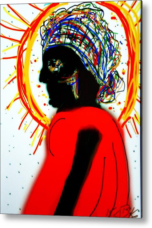 Hat Metal Print featuring the drawing Headscarf by Kathy Barney