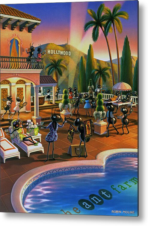 Ants Metal Print featuring the painting Hollywood Ants Cocktail party by Robin Moline