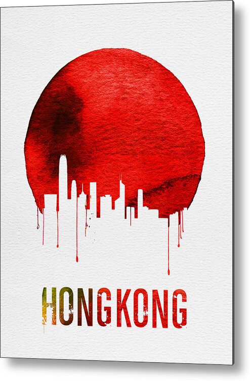 Hong Kong Metal Print featuring the digital art Hong Kong Skyline Red by Naxart Studio
