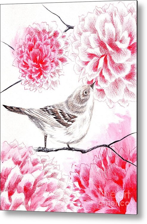 Bird Metal Print featuring the drawing Hop to It by Alice Chen