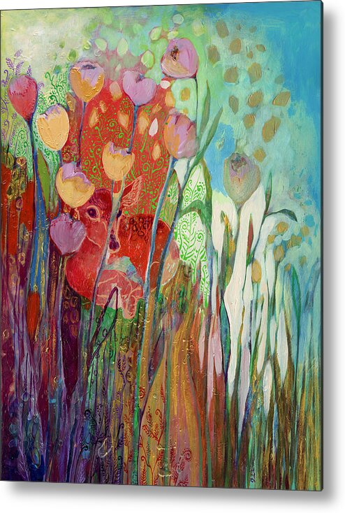 From The I Am Series Of Abstract Wildlife And Nature Images Metal Print featuring the painting I Am The Grassy Meadow by Jennifer Lommers