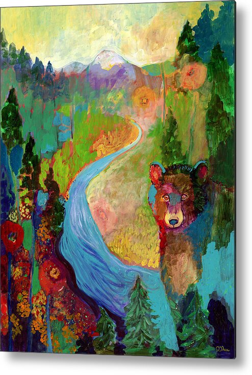 Bear Metal Print featuring the painting I Am The Mountain Stream by Jennifer Lommers