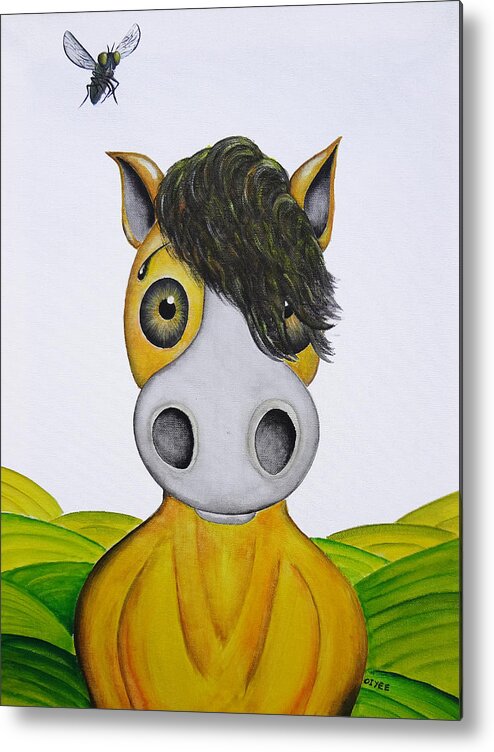 Whimsical Horse Metal Print featuring the painting I Hear A Buzz by Oiyee At Oystudio