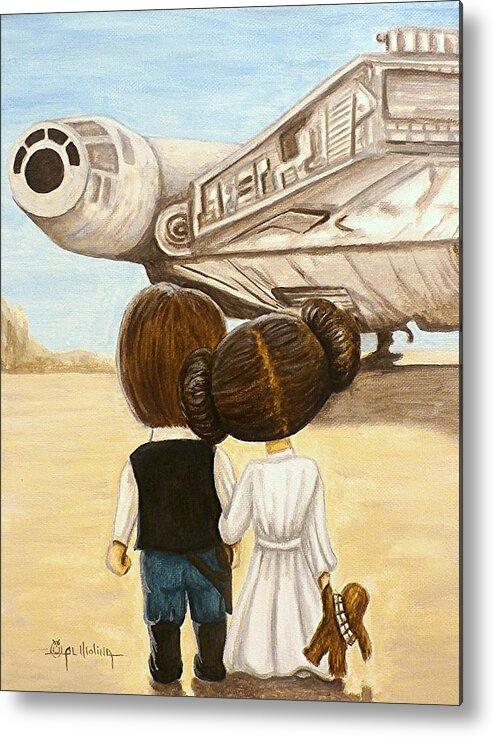 Star Wars Metal Print featuring the painting I love you   I know by Al Molina