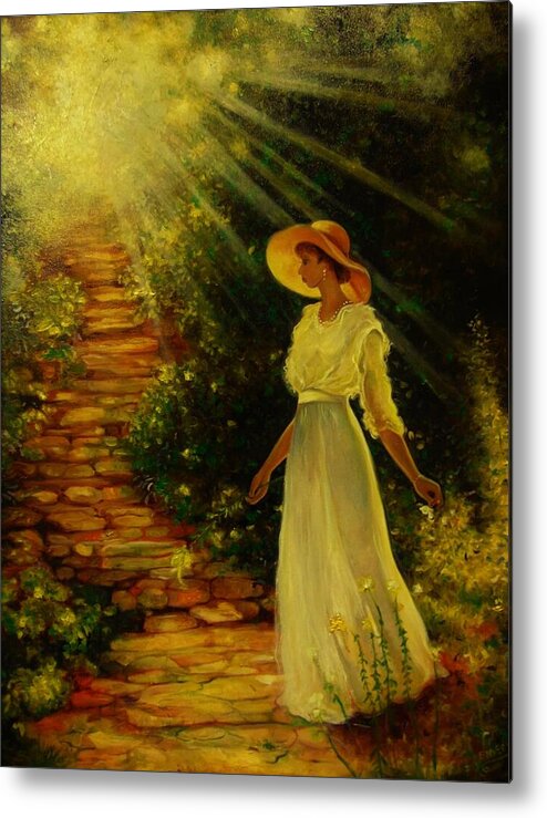 African American Landscape Picture Of A Woman Seeing The Light Metal Print featuring the painting I See The Light by Emery Franklin