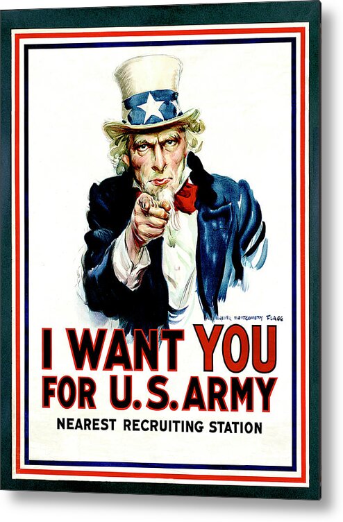 Historical Poster Metal Print featuring the photograph I Want You by Burney Lieberman