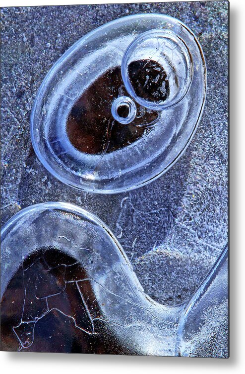 Ice Bubble Abstract Metal Print featuring the photograph Ice Bubble Abstract by Carolyn Derstine