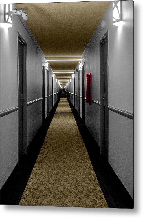 Hotel Metal Print featuring the photograph Long Hall of Life by Leon deVose