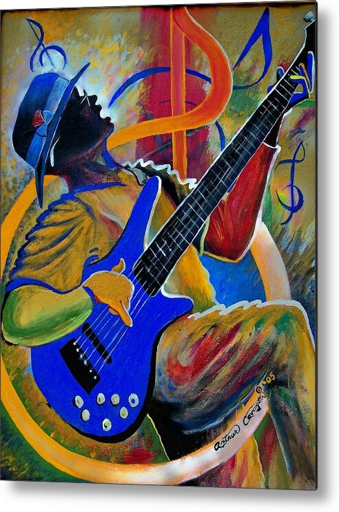  Guitar Metal Print featuring the painting Inside my music by Arthur Covington